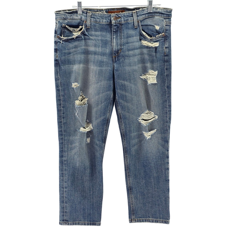 Joe's Jeans Slim Crop Mens 32 Blue Distressed Destroyed Denim Pants Medium‎ Wash